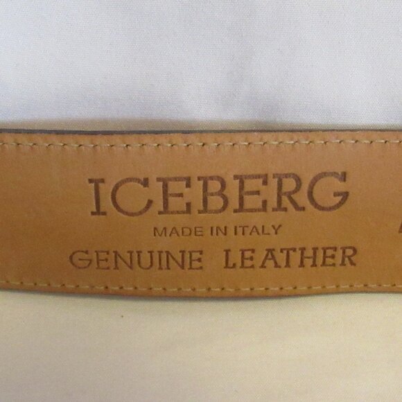Iceberg Italian Red and Brown Leather Belt Silver Hardware, Size 42/31 cm J892 - Picture 2 of 6